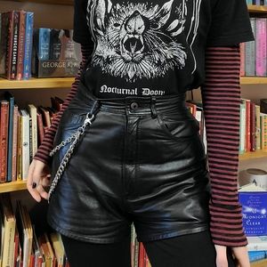 High waisted leather shorts